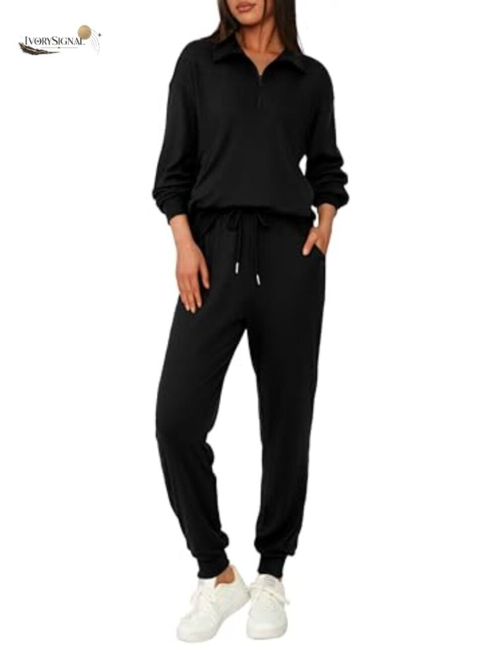 Women's 2 Piece Tracksuit Lounge Set Half Zip Sweatshirt Sweatpants
